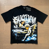 MIXED EMOTIO Emotion Piano Playing Cherubs Black Short Sleeve T‑Shirt