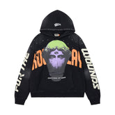 RoughPlay Psychedelic Portrait Graphic Vintage Hoodie
