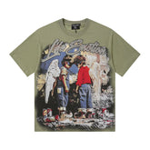 MIXED EMOTIO Life Emotion Street Boys Angel Wings Olive Short Sleeve T‑Shirt