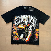 MIXED EMOTIO Emotion Hooded Archer Black Short Sleeve T‑Shirt