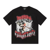 MIXED EMOTIO Mixed Emotion Cupid Angel Black Short Sleeve T‑Shirt