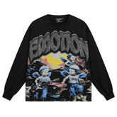 MIXED EMOTIO Rock Band Cherub Rhinestone Print Long‑Sleeve T‑Shirt