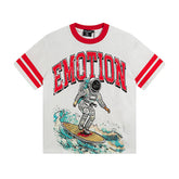 MIXED EMOTIO Astronaut Surf Ringer Graphic Short Sleeve T‑Shirt