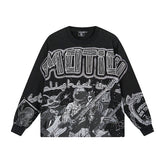 MIXED EMOTIO Astronaut Rock Band Vintage Full‑Print Long‑Sleeve T‑Shirt