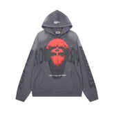 RoughPlay Red Portrait Graphic Vintage Hoodie