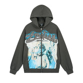 MIXED EMOTIO Blindfolded Cherub Vintage Art Zip‑Up Hoodie