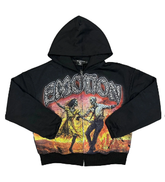 MIXED EMOTIO Skate Boy Vintage Graphic Full Zip‑Up Hoodie Grey