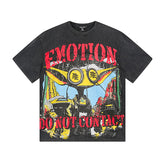 MIXED EMOTIO Alien Spaceship Washed Graphic Short Sleeve T‑Shirt