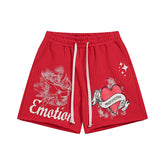 MIXED EMOTIO Cupid Heart Graphic Red Sweat Shorts