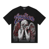 MIXED EMOTIO Life Emotion Cherub Riding Horse Black Short Sleeve T‑Shirt