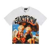 MIXED EMOTIO Beach Twin Cherub Retro Emotion Graphic Short Sleeve T‑Shirt