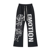 MIXED EMOTIO Cupid Cherub Vintage Black Flare Sweatpants