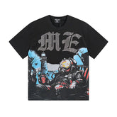 MIXED EMOTIO Diver Lighthouse Black Graphic Short Sleeve T‑Shirt