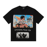 MIXED EMOTIO Emotions Never Die Angel Graphic Black Short Sleeve T‑Shirt