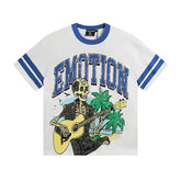 MIXED EMOTIO Skeleton Guitar Beach Ringer Short Sleeve T‑Shirt
