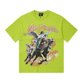 MIXED EMOTIO Life Emotion Camel Rider Angel Lime Green Short Sleeve T‑Shirt