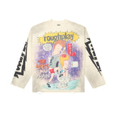 RoughPlay Cartoon Comic Vintage Distressed Long Sleeve Tee
