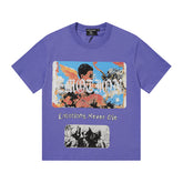 MIXED EMOTIO Emotions Never Die Angel Graphic Purple Short Sleeve T‑Shirt