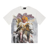 MIXED EMOTIO Life Emotion Cherub Riding Horse Off‑White Short Sleeve T‑Shirt