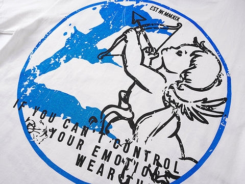 MIXED EMOTIO Emotional Closet Cherub Sketch White Short Sleeve T‑Shirt