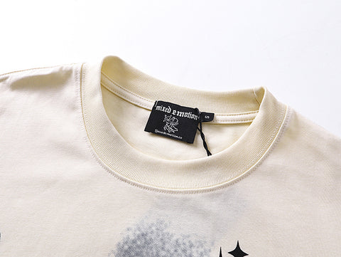 MIXED EMOTIO Tattoo‑Style Cupid Heart Graphic Short Sleeve T‑Shirt