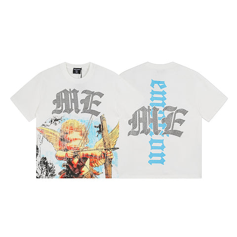 MIXED EMOTIO Cupid Angel Vintage Graphic Short Sleeve T‑Shirt