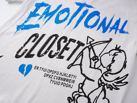 MIXED EMOTIO Emotional Closet Cherub Sketch White Short Sleeve T‑Shirt