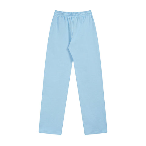 MIXED EMOTIO Studded Metal‑Font Light Blue Straight‑Leg Sweatpants