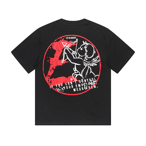 MIXED EMOTIO Emotional Closet Cherub Sketch Black Short Sleeve T‑Shirt