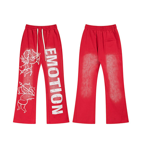 MIXED EMOTIO Cupid Cherub Vintage Wash Flare Sweatpants