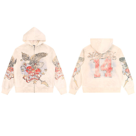 Vale Forever Cream Butterfly Graphic Hoodie