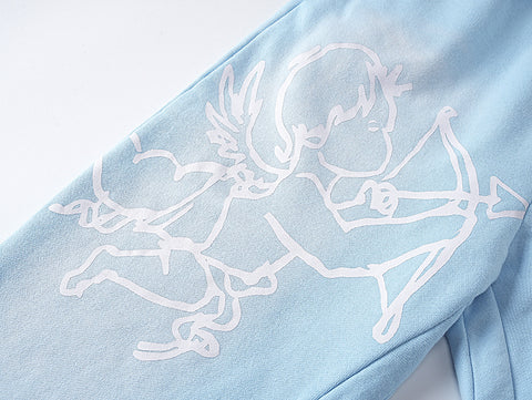MIXED EMOTIO Cupid Cherub Light Blue Flare Sweatpants