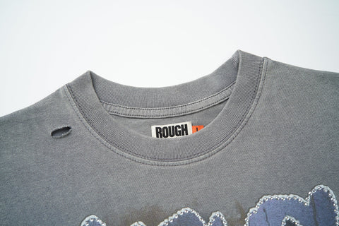 RoughPlay Rock Guitar Musician Graphic Distressed Short‑Sleeve Tee Vintage Rock Streetwear T‑Shirt
