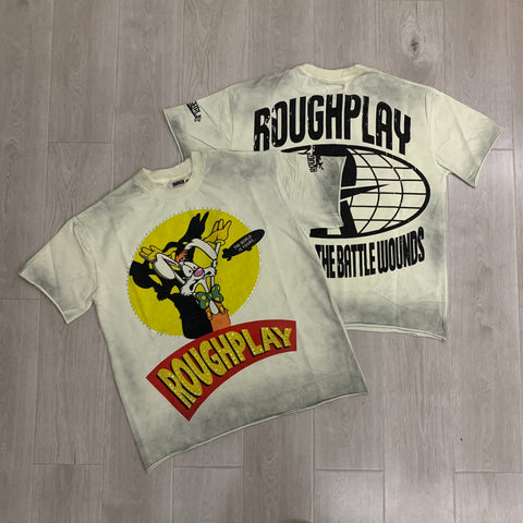 RoughPlay Cartoon Rabbit Graphic Distressed Tee