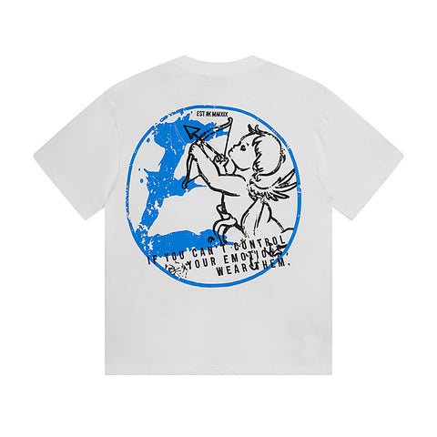 MIXED EMOTIO Emotional Closet Cherub Sketch White Short Sleeve T‑Shirt