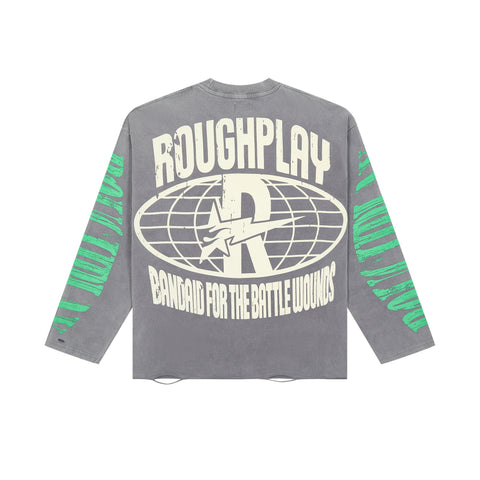 RoughPlay Flame Portrait Vintage Distressed Long Sleeve Tee