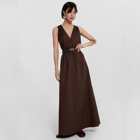 Sleeveless V Neck Maxi Dress