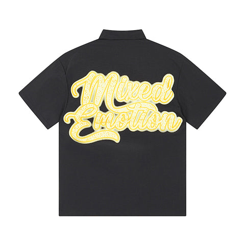 MIXED EMOTIO Blindfolded Cherub Full‑Zip Short‑Sleeve Polo Shirt
