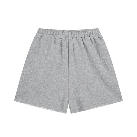 MIXED EMOTIO Rhinestone Heavy Metal Font Grey Sweat Shorts