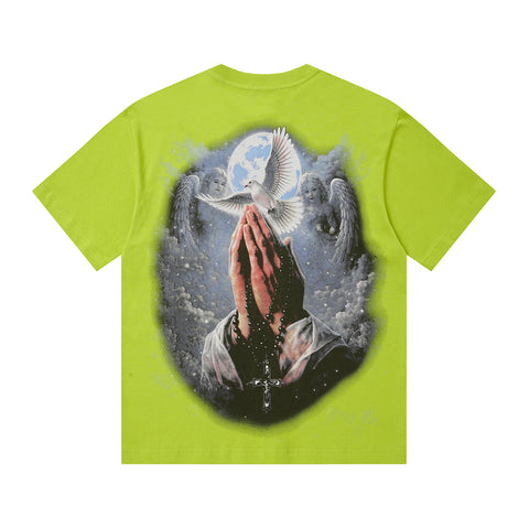 MIXED EMOTIO Life Emotion Camel Rider Angel Lime Green Short Sleeve T‑Shirt