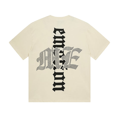 MIXED EMOTIO Alien Beach Vacation Cream Graphic Short Sleeve T‑Shirt