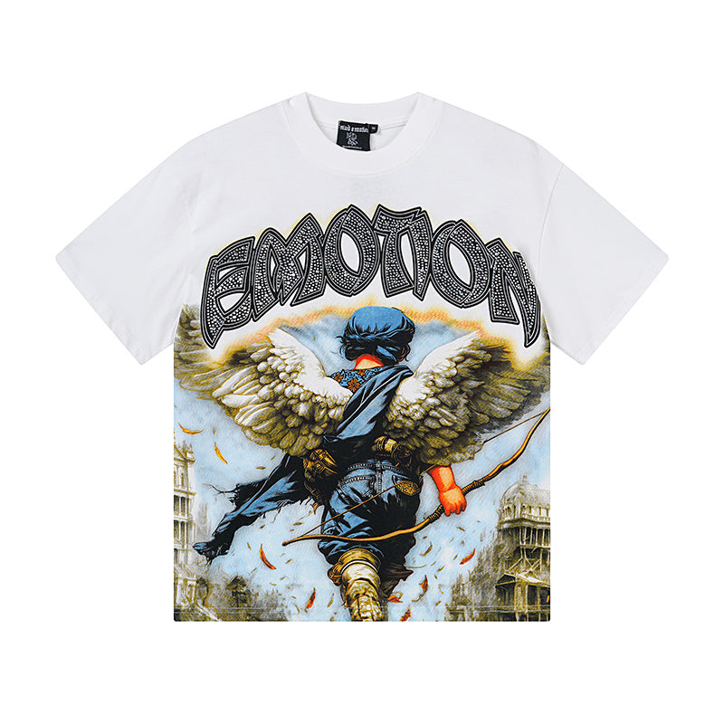 MIXED EMOTIO Winged Archer Angel Vintage Graphic Short Sleeve T‑Shirt