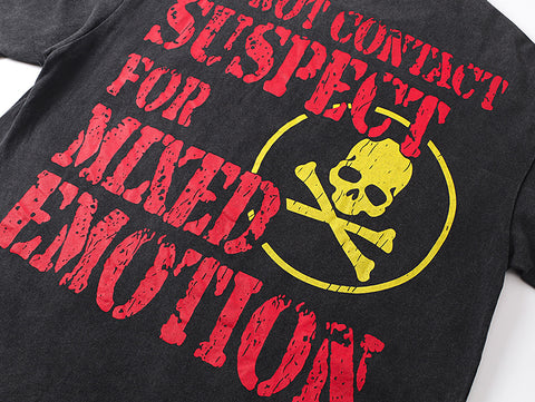 MIXED EMOTIO Alien Spaceship Washed Graphic Short Sleeve T‑Shirt
