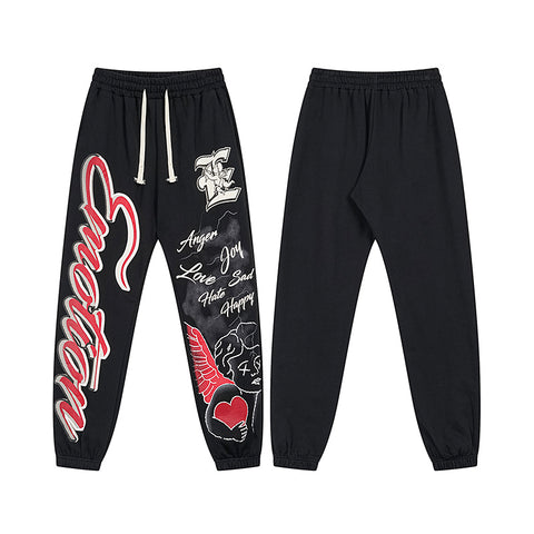 MIXED EMOTIO Graffiti Heart Angel Graphic Jogger Sweatpants