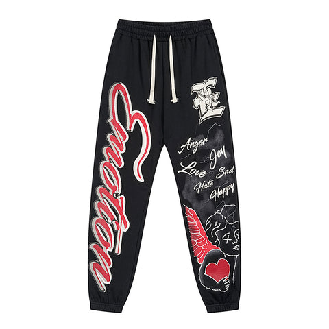 MIXED EMOTIO Graffiti Heart Angel Graphic Jogger Sweatpants