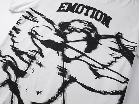 MIXED EMOTIO Emotion Cupid Angel Graphic Short Sleeve T‑Shirt