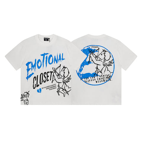 MIXED EMOTIO Emotional Closet Cherub Sketch White Short Sleeve T‑Shirt