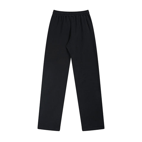 MIXED EMOTIO Studded Red Metal‑Font Black Straight‑Leg Sweatpants