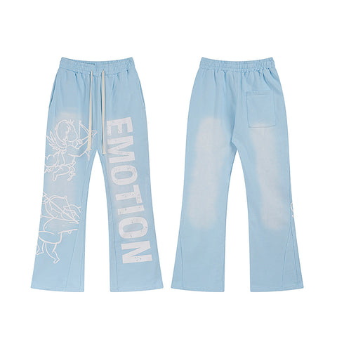 MIXED EMOTIO Cupid Cherub Light Blue Flare Sweatpants