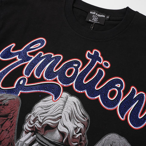 MIXED EMOTIO Life Emotion Cherub Riding Horse Black Short Sleeve T‑Shirt